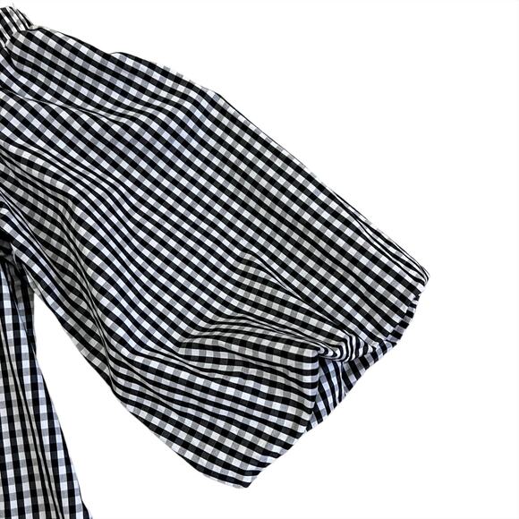 NWT Aqua Black & White Gingham Print Puff Sleeve Blouse Size XS - Picture 4 of 6